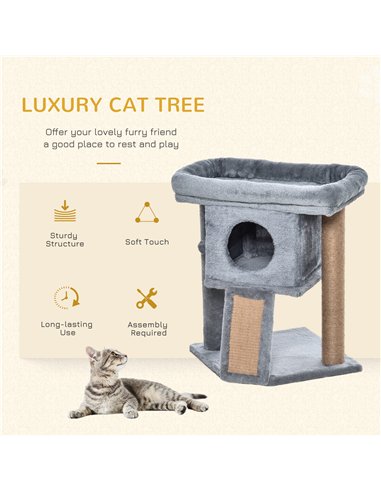 PawHut Cat Tree Tower for Indoor Cats Cat Scratching Post Climbing Activity Centre w/Jute Scratching Pad, Toy Ball, Cat House - 