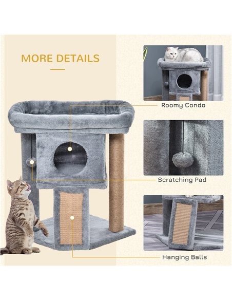 PawHut Cat Tree Tower for Indoor Cats Cat Scratching Post Climbing Activity Centre w/Jute Scratching Pad, Toy Ball, Cat House -  - pic 148290 | FastDaddyshop