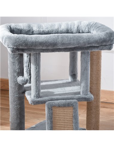 PawHut Cat Tree Tower for Indoor Cats Cat Scratching Post Climbing Activity Centre w/Jute Scratching Pad, Toy Ball, Cat House - 