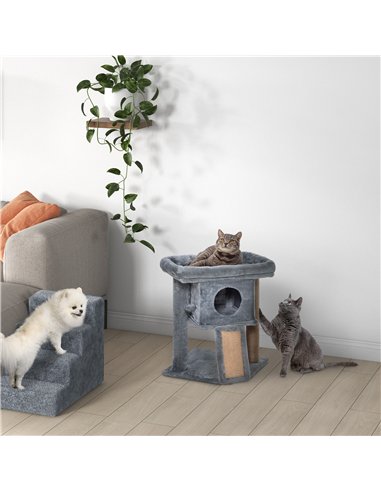 PawHut Cat Tree Tower for Indoor Cats Cat Scratching Post Climbing Activity Centre w/Jute Scratching Pad, Toy Ball, Cat House - 