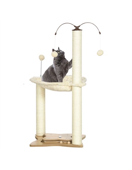 PawHut Cat Tree, with Scratching Posts, Hammock, Toy Ball - Beige - pic 148304 | FastDaddyshop