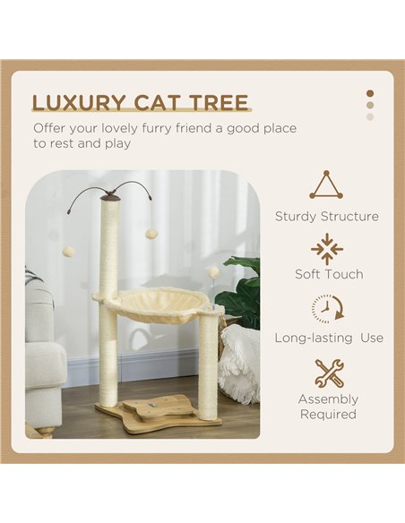 PawHut Cat Tree, with Scratching Posts, Hammock, Toy Ball - Beige - pic 148307 | FastDaddyshop