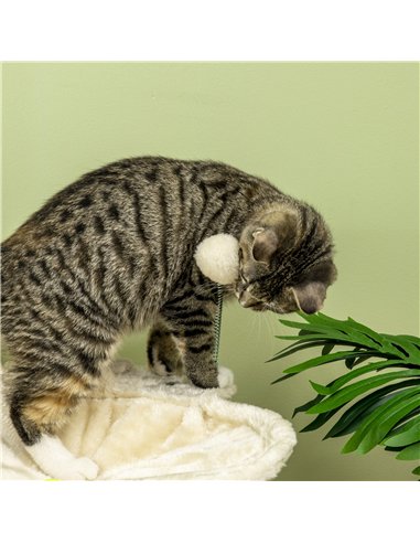 PawHut Cat Tree, with Scratching Posts, Hammock, Toy Ball - Beige