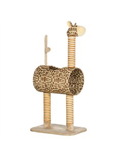 PawHut Giraffe-Designed Cat Tree, with Scratching Posts, Cat Tunnel, Toy Ball - Beige