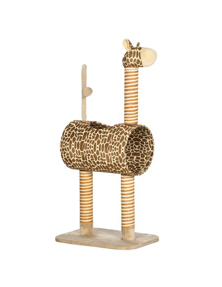 PawHut Giraffe-Designed Cat Tree, with Scratching Posts, Cat Tunnel, Toy Ball - Beige - pic 148313 | FastDaddyshop