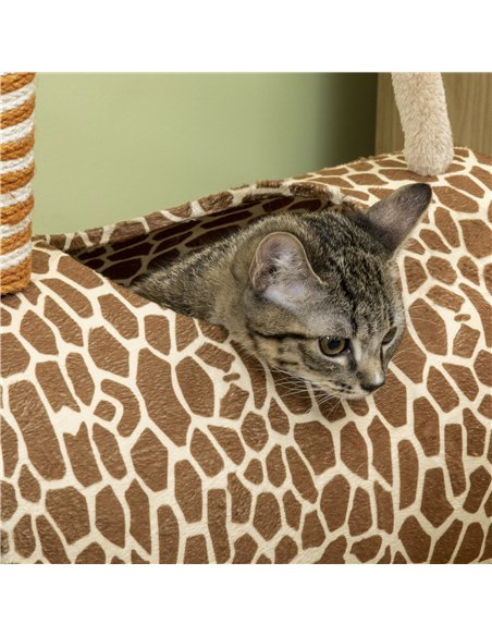 PawHut Giraffe-Designed Cat Tree, with Scratching Posts, Cat Tunnel, Toy Ball - Beige - pic 148319 | FastDaddyshop