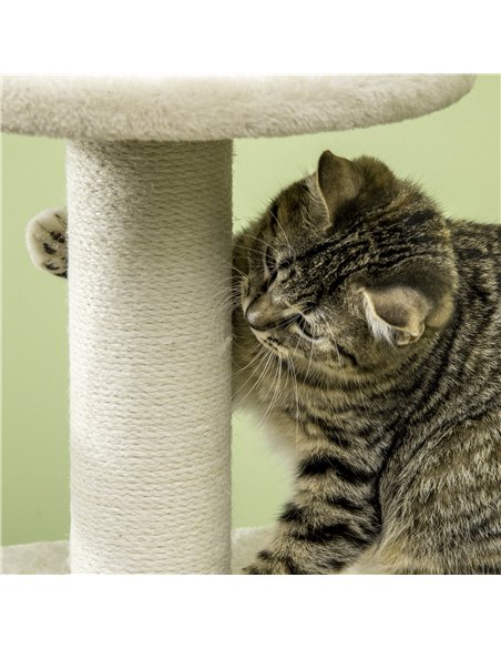 PawHut Cat Tree, with Scratching Post, Cat House & Hanging Toy Ball - Beige - pic 148329 | FastDaddyshop