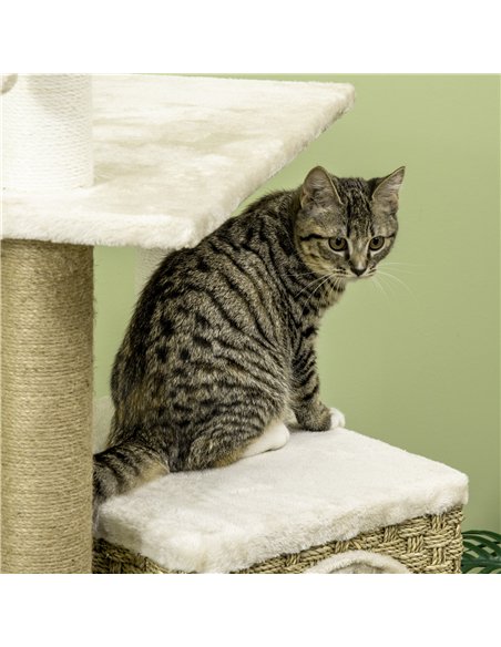 PawHut Cat Tree, with Scratching Post, Cat House & Hanging Toy Ball - Beige - pic 148330 | FastDaddyshop