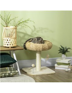 PawHut 51cm Cat Tree Kitten Tower, with Sisal Scratching Post, Top Bed, Toy Ball 2
