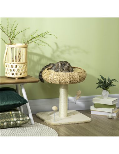 PawHut 51cm Cat Tree Kitten Tower, with Sisal Scratching Post, Top Bed, Toy Ball