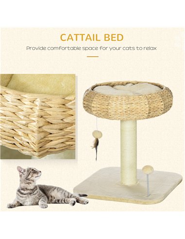 PawHut 51cm Cat Tree Kitten Tower, with Sisal Scratching Post, Top Bed, Toy Ball