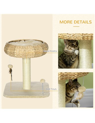PawHut 51cm Cat Tree Kitten Tower, with Sisal Scratching Post, Top Bed, Toy Ball