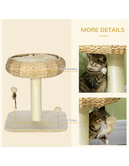 PawHut 51cm Cat Tree Kitten Tower, with Sisal Scratching Post, Top Bed, Toy Ball - pic 148335 | FastDaddyshop