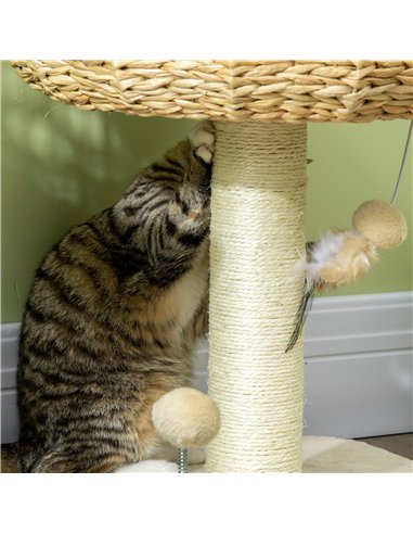 PawHut 51cm Cat Tree Kitten Tower, with Sisal Scratching Post, Top Bed, Toy Ball