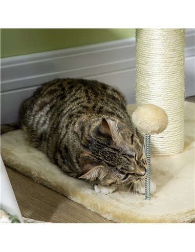 PawHut 51cm Cat Tree Kitten Tower, with Sisal Scratching Post, Top Bed, Toy Ball