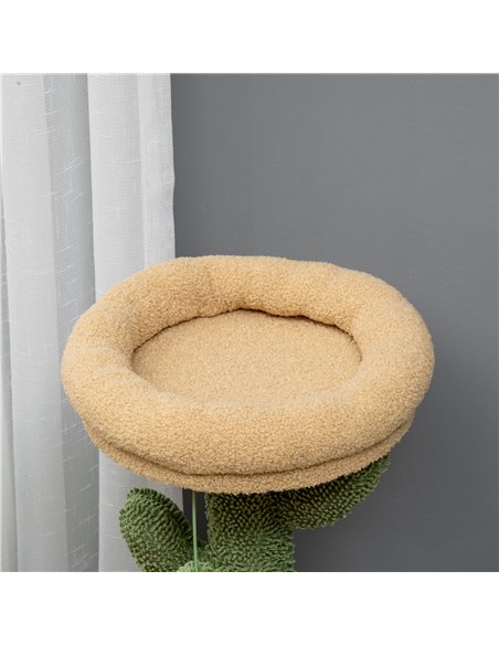 PawHut 72cm Cat Tree, with Top Bed, Curved Pad, Sisal Scratching Post - Beige & Green - pic 148366 | FastDaddyshop