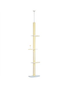 PawHut 260cm Adjustable Floor-To-Ceiling Cat Tree w/ Anti-Tipping Kit, Toy Ball