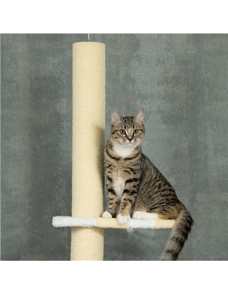 PawHut 260cm Adjustable Floor-To-Ceiling Cat Tree w/ Anti-Tipping Kit, Toy Ball - pic 148374 | FastDaddyshop
