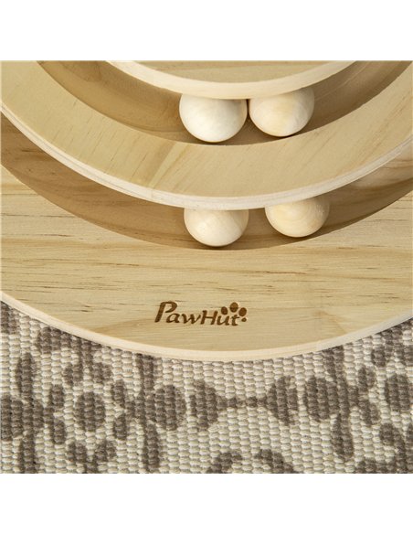 PawHut Cat Tree, with Scratching Post, Turntable Toy Ball - Natural Finish - pic 148383 | FastDaddyshop