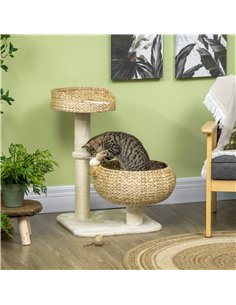 PawHut 72cm Cat Tree Kitten Tower, with Sisal Scratching Post, Two Beds, Toy Ball 2