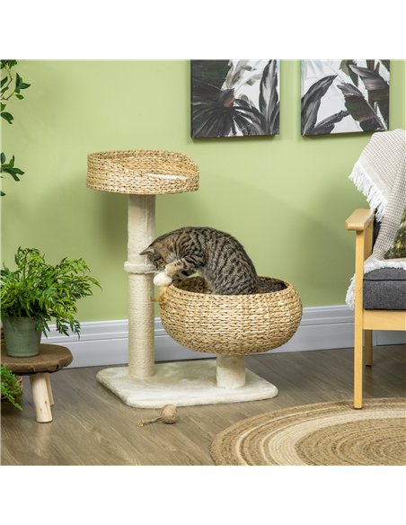 PawHut 72cm Cat Tree Kitten Tower, with Sisal Scratching Post, Two Beds, Toy Ball - pic 148386 | FastDaddyshop