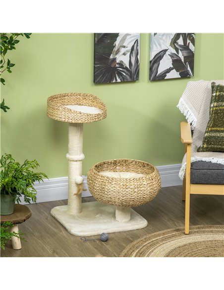 PawHut 72cm Cat Tree Kitten Tower, with Sisal Scratching Post, Two Beds, Toy Ball - pic 148391 | FastDaddyshop