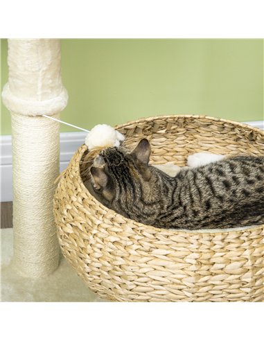 PawHut 72cm Cat Tree Kitten Tower, with Sisal Scratching Post, Two Beds, Toy Ball