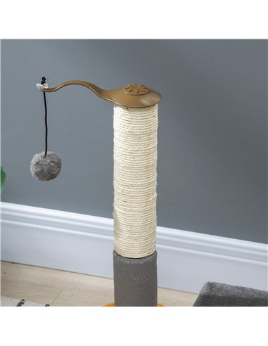 PawHut 56cm Cat Tree Tower Activity Centre, Climbing Stand Kitten House Furniture w/ Scratching Posts, Toy Ball - Grey
