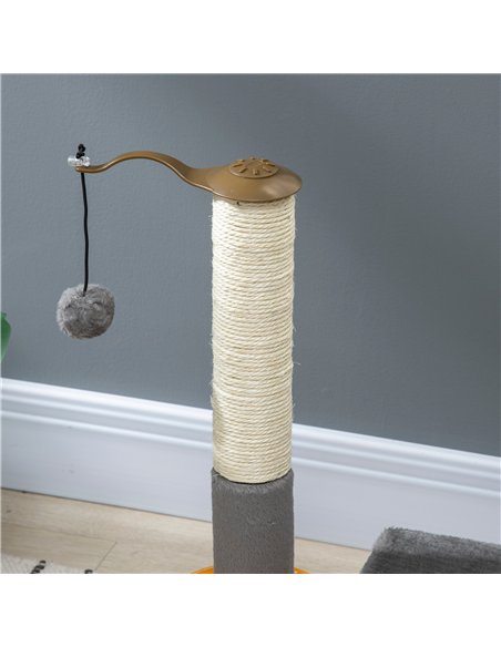 PawHut 56cm Cat Tree Tower Activity Centre, Climbing Stand Kitten House Furniture w/ Scratching Posts, Toy Ball - Grey - pic 148402 | FastDaddyshop