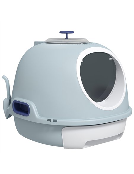 PawHut Cat Litter Box Toilet with Litter Scoop Enclosed Drawer, Front Entry Top Exit, Easy To Clean Blue - pic 148412 | FastDaddyshop