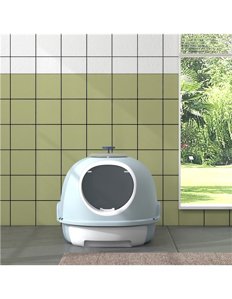 PawHut Cat Litter Box Toilet with Litter Scoop Enclosed Drawer, Front Entry Top Exit, Easy To Clean Blue - pic 148418 | FastDaddyshop