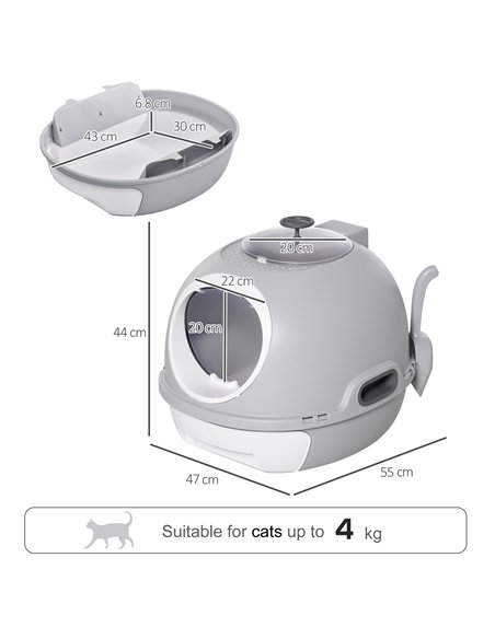 PawHut Cat Litter Box Toilet with Litter Scoop Enclosed Drawer, Front Entry Top Exit, Easy To Clean Grey - pic 148423 | FastDaddyshop