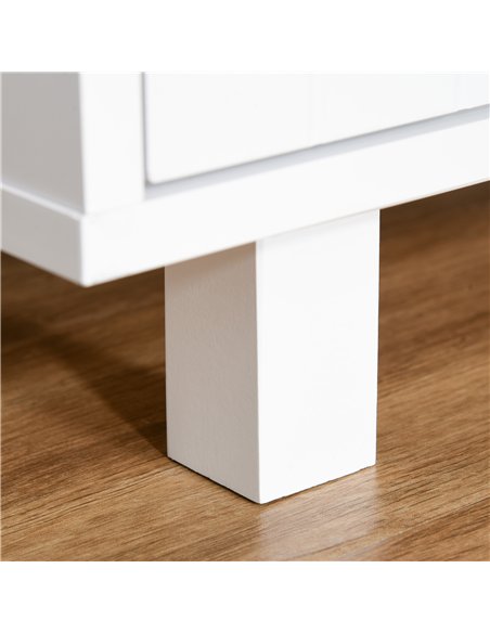 PawHut Wooden Cat Litter Box Enclosure & House with Nightstand/End Table Design, Scratcher, & Magnetic Doors, White - pic 148465 | FastDaddyshop