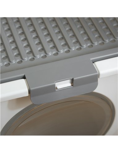 PawHut Cat Litter Box, Pet Toilet, Enclosed Kitten Pan with Front Entrance Top Exit, High Side, Scoop, White
