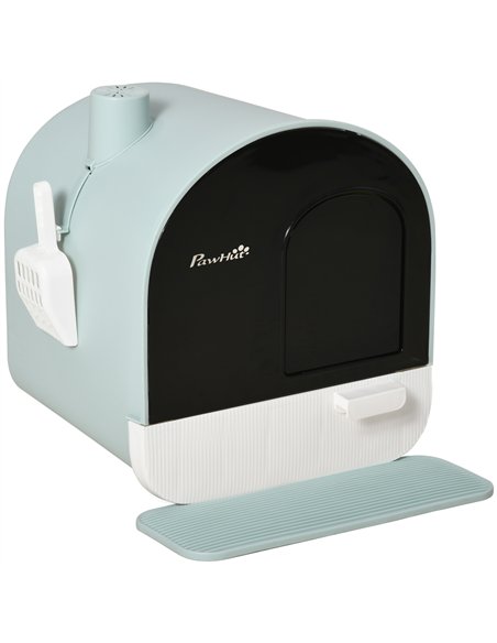 PawHut Hooded Cat Litter Box, Kitten Litter Tray, with Lid, Scoop, Filter, Flap Door - pic 148484 | FastDaddyshop