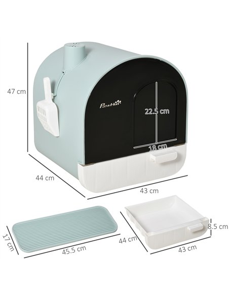 PawHut Hooded Cat Litter Box, Kitten Litter Tray, with Lid, Scoop, Filter, Flap Door - pic 148486 | FastDaddyshop