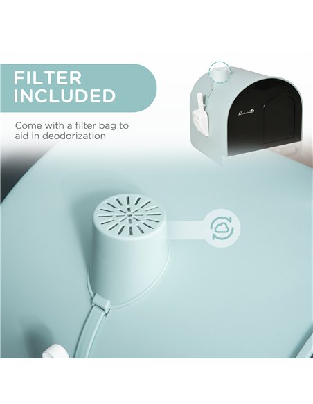 PawHut Hooded Cat Litter Box, Kitten Litter Tray, with Lid, Scoop, Filter, Flap Door - pic 148489 | FastDaddyshop