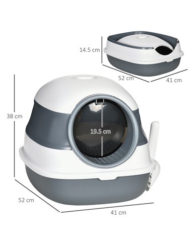 PawHut Foldable Cat Litter Tray with Lid, Deodorant, Scoop, White