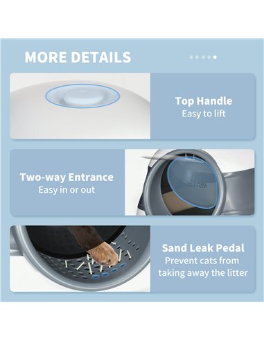 PawHut Foldable Cat Litter Tray with Lid, Deodorant, Scoop, White