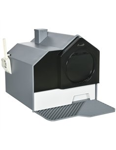 PawHut Hooded Cat Litter Tray with Scoop, Cat Litter Box with Drawer Pan, Handle, Deodorants, Hut Design, Front Entrance, 47 x 4