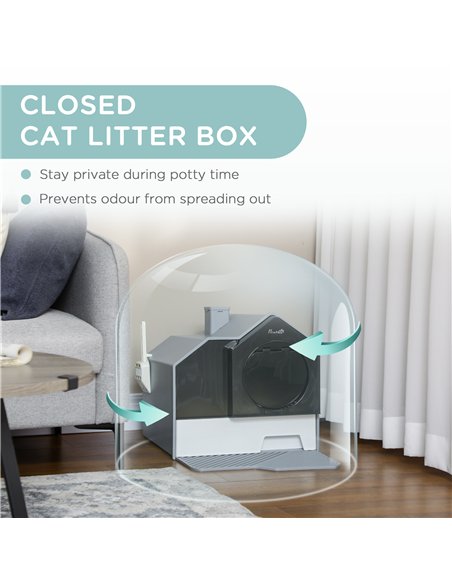 PawHut Hooded Cat Litter Tray with Scoop, Cat Litter Box with Drawer Pan, Handle, Deodorants, Hut Design, Front Entrance, 47 x 4 - pic 148516 | FastDaddyshop