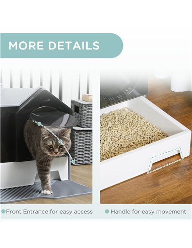 PawHut Hooded Cat Litter Tray with Scoop, Cat Litter Box with Drawer Pan, Handle, Deodorants, Hut Design, Front Entrance, 47 x 4