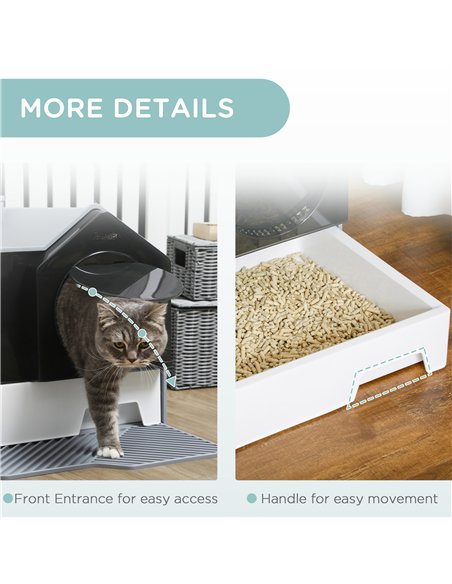 PawHut Hooded Cat Litter Tray with Scoop, Cat Litter Box with Drawer Pan, Handle, Deodorants, Hut Design, Front Entrance, 47 x 4 - pic 148517 | FastDaddyshop