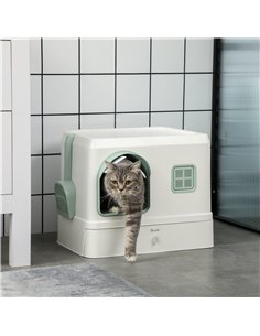PawHut Cat Litter Box, Hooded Cat Litter Tray, with Drawer Pan, Scoop, Deodorants 2