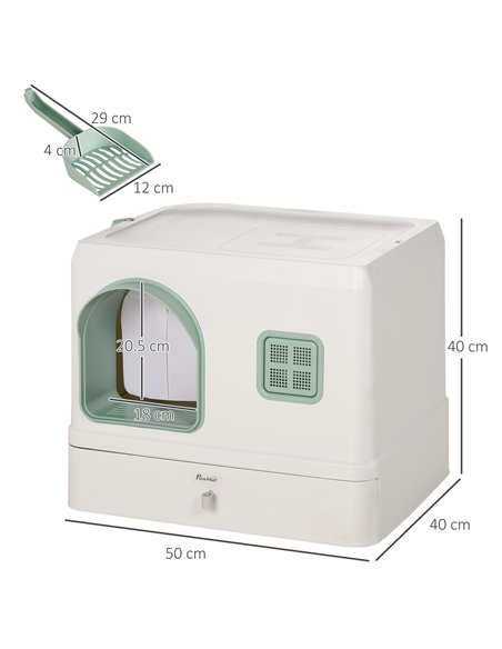 PawHut Cat Litter Box, Hooded Cat Litter Tray, with Drawer Pan, Scoop, Deodorants - pic 148531 | FastDaddyshop