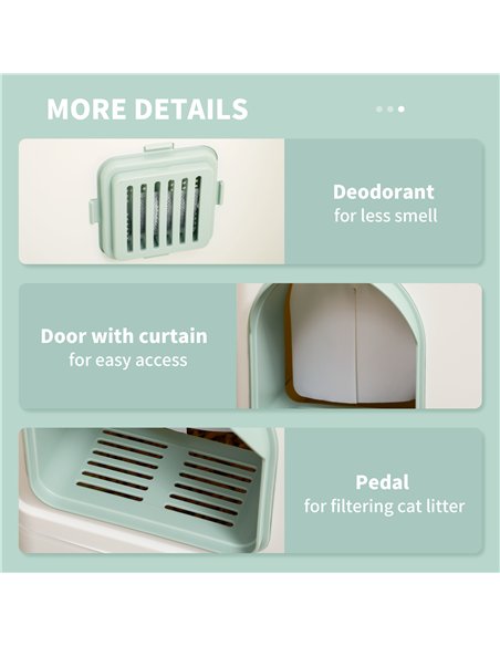 PawHut Cat Litter Box, Hooded Cat Litter Tray, with Drawer Pan, Scoop, Deodorants - pic 148534 | FastDaddyshop