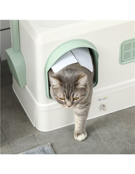 PawHut Cat Litter Box, Hooded Cat Litter Tray, with Drawer Pan, Scoop, Deodorants - pic 148537 | FastDaddyshop