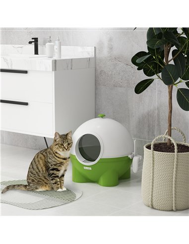 PawHut Large Cat Litter Box, with Scoop, Front Entrance, 53 x 51 x 48cm -Green