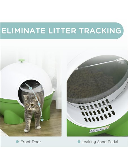 PawHut Large Cat Litter Box, with Scoop, Front Entrance, 53 x 51 x 48cm -Green - pic 148541 | FastDaddyshop