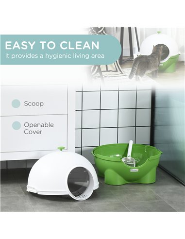 PawHut Large Cat Litter Box, with Scoop, Front Entrance, 53 x 51 x 48cm -Green